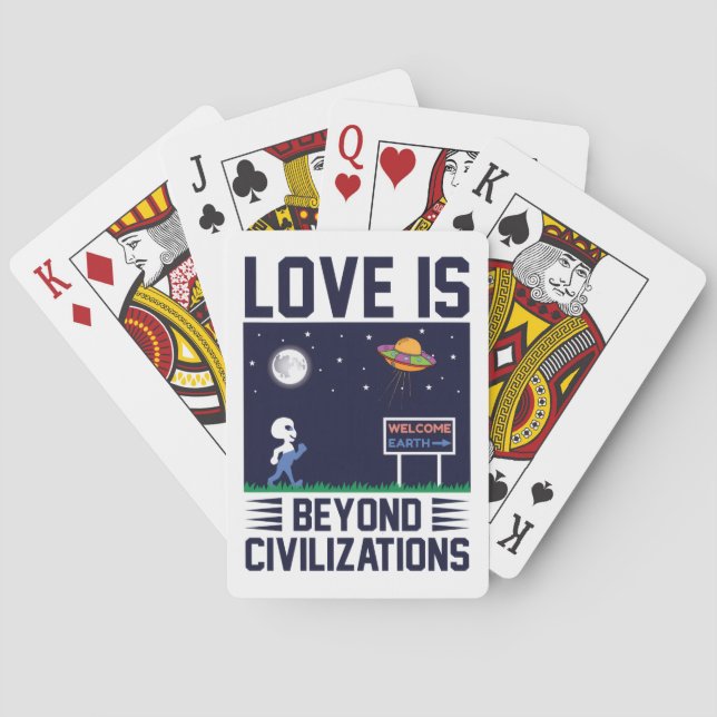 Jeu De Cartes Rafraîchir mignon modèle d'amour avec alien (dos)