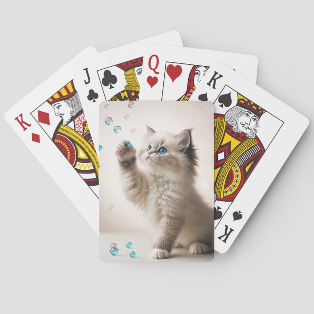 Jeu De Cartes Ragdoll Kitten Jouer Avec Des Bulles (dos)