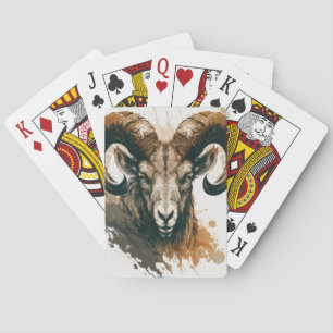 Jeu De Cartes Ram Portrait Animal Peinture Faune Extérieur Art