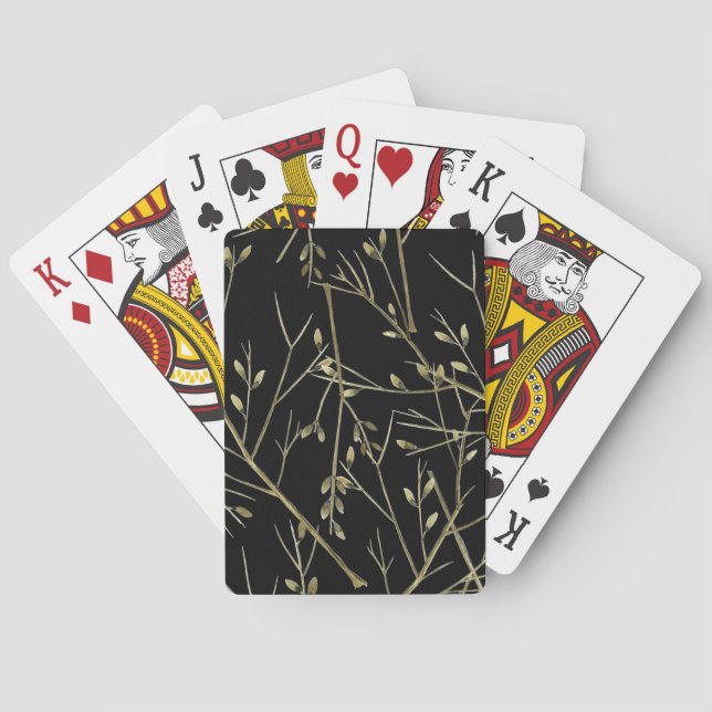 Jeu De Cartes Rameaux dorés sur fond noir (dos)