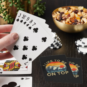Jeu De Cartes Randonneur drôle vintage montagne coucher de solei