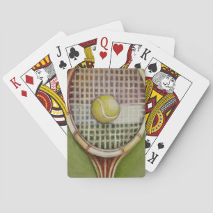 Jeu De Cartes Raquette de tennis avec la boule s'étendant sur la
