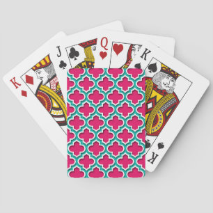 Jeu De Cartes Raspberry Teal White Moroccan