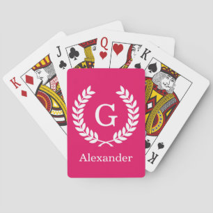 Jeu De Cartes Raspberry Wht Wheat Laurel Wreath Première monogra
