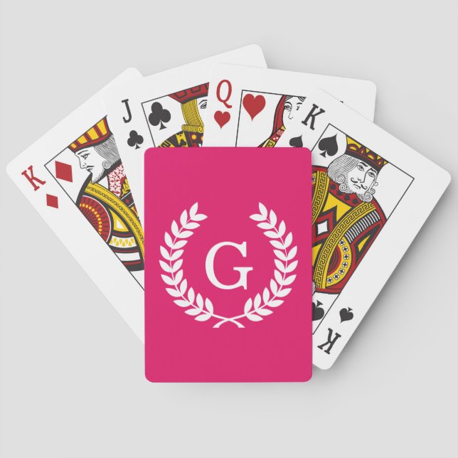 Jeu De Cartes Raspberry Wht Wheat Laurel Wreath Première monogra (dos)