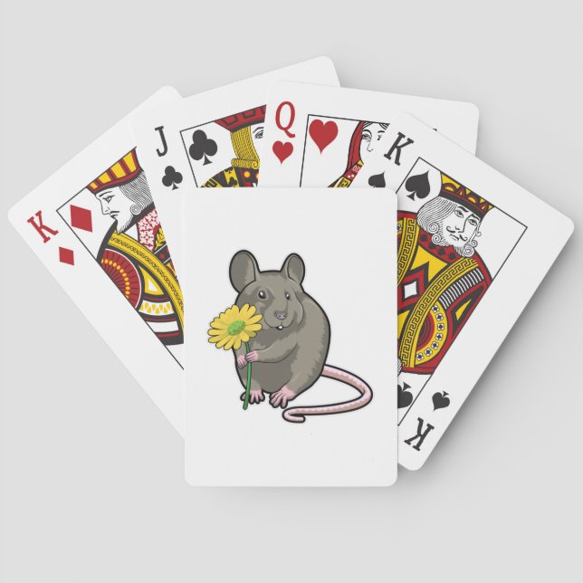 Jeu De Cartes Rat avec fleur jaune (dos)