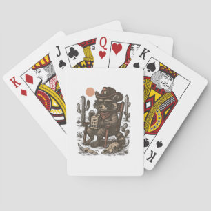 Jeu De Cartes Raton laveur cow-boy drôle western 