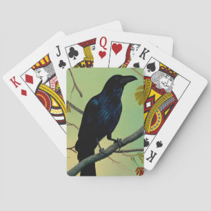 Jeu De Cartes Raven De Plaisir Entouré Sur Branche