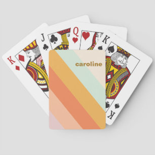 Jeu De Cartes Rayure diagonale colorée Rétro Pastel Personnalisé