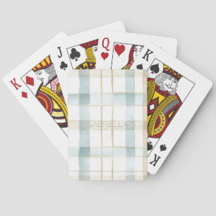 Jeu De Cartes Rayures à Carreaux Bleu Crème Blanc