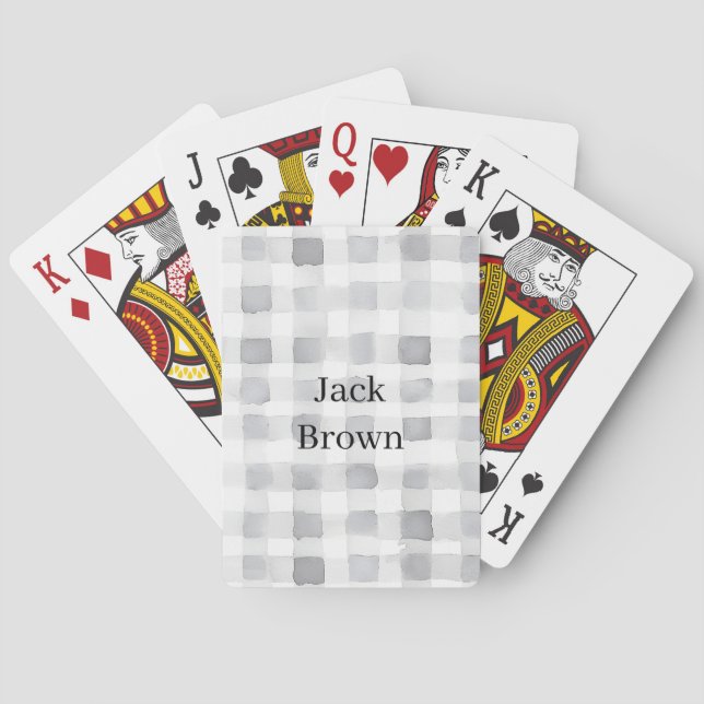 Jeu De Cartes Rayures à carreaux gris blanc (dos)