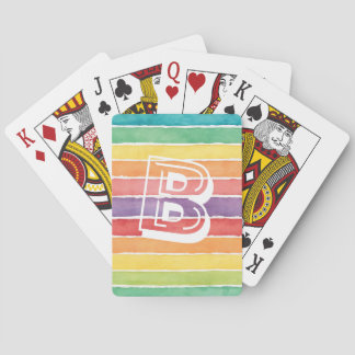 Jeu De Cartes Rayures aquarelles de monogramme