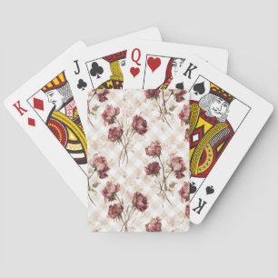 Jeu De Cartes Rayures de crème Roses rouges Fleurs