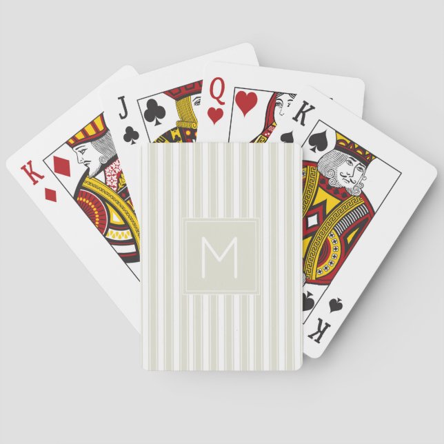 Jeu De Cartes Rayures de cueillette beige et blanc doux Monogram (dos)