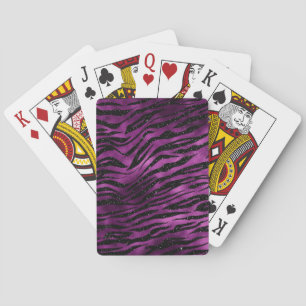Jeu De Cartes Rayures de tigre ombré violet et noir pailleté Gla