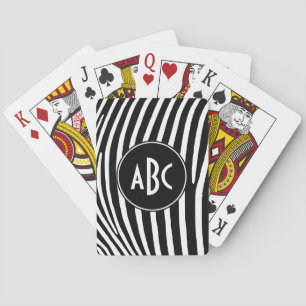 Jeu De Cartes Rayures de zèbre noires et blanches avec monogramm