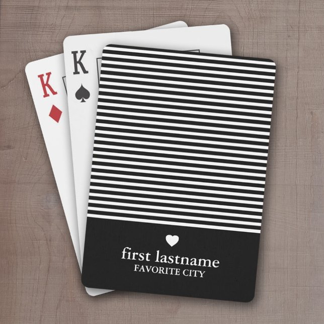 Jeu De Cartes Rayures modernes avec Monogramme cardiaque haut de (Add a name or monogram to these personalized playing cards.)