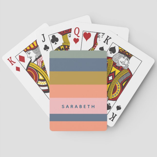 Jeu De Cartes Rayures Modernes Élégantes Beiges Jolis Tons Terre (dos)