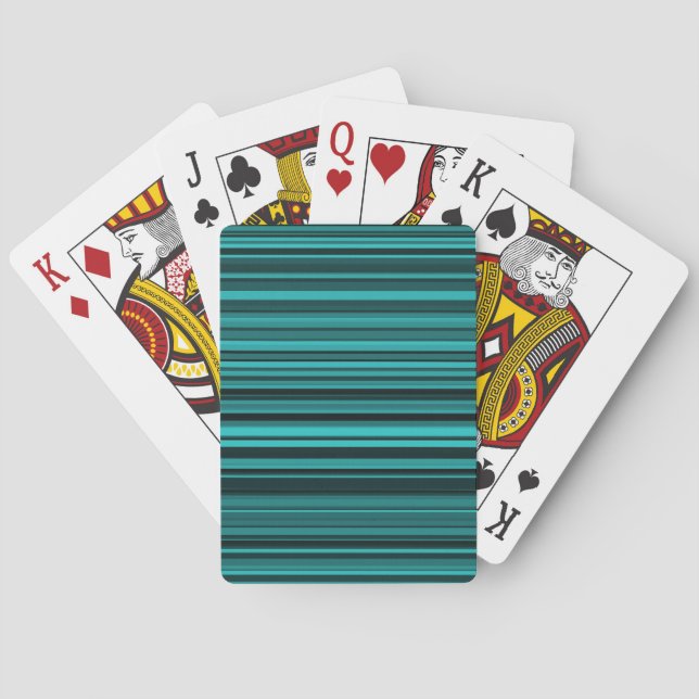 Jeu De Cartes Rayures noires et sarcelle (dos)