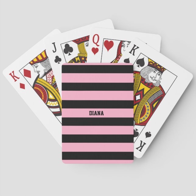 Jeu De Cartes rayures rose pâle et noire (dos)