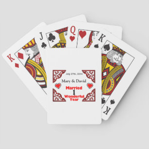 Jeu De Cartes Red Black Hearts Noms et date 1 an Anniversaire