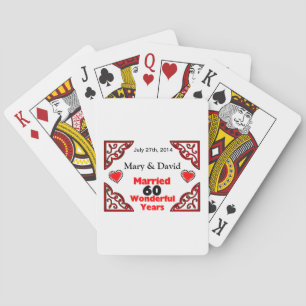 Jeu De Cartes Red Black Hearts Noms et date Anniversaire de 60 a