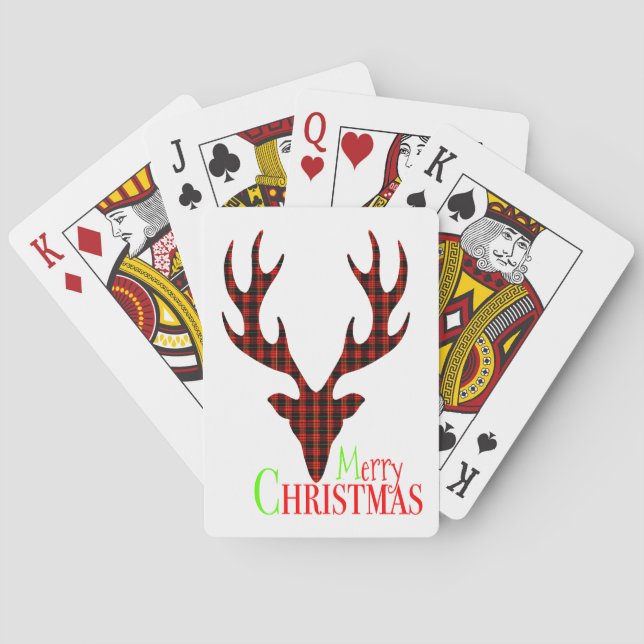 Jeu De Cartes Red Black Plaid Reindeer Noël Jouer Cartes (dos)