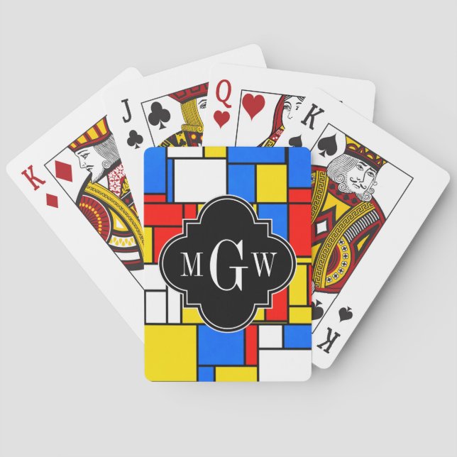 Jeu De Cartes Red Blue Yellow Mondrian Blk Quatrefoil 3 monogram (dos)