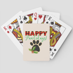 Jeu De Cartes Red Buffalo Plaid Empreinte de patte Christmas
