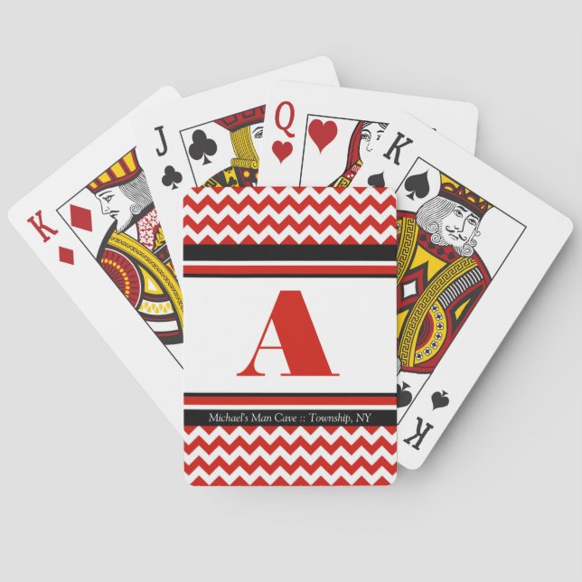 Jeu De Cartes Red Chevron Personalized Playing Cards (dos)