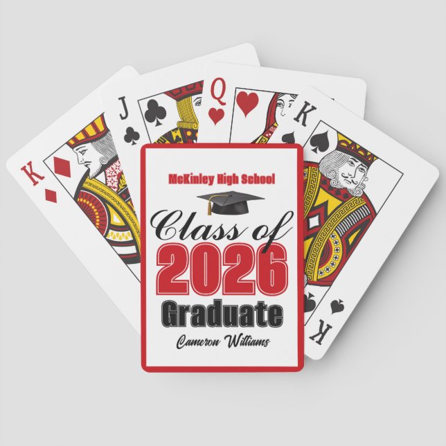 Jeu De Cartes Red Class of 2026 Custom Graduation Party (dos)