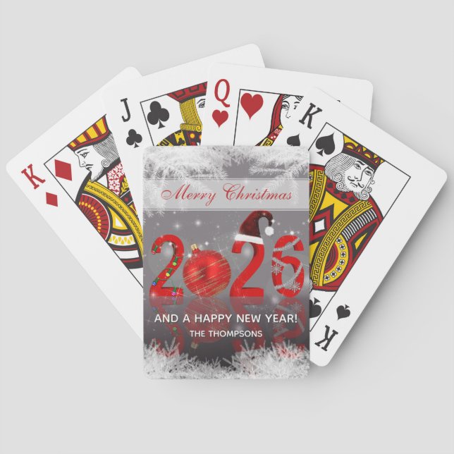 Jeu De Cartes Red Festive Merry Christmas New Year 2026 (dos)
