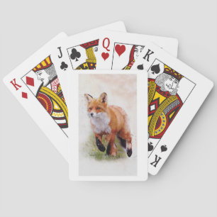 Jeu De Cartes Red fox jouer aux cartes - aquarelle faune
