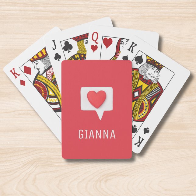 Jeu De Cartes Red Love Heart Romantic Girl Nom personnalisé (Créateur téléchargé)