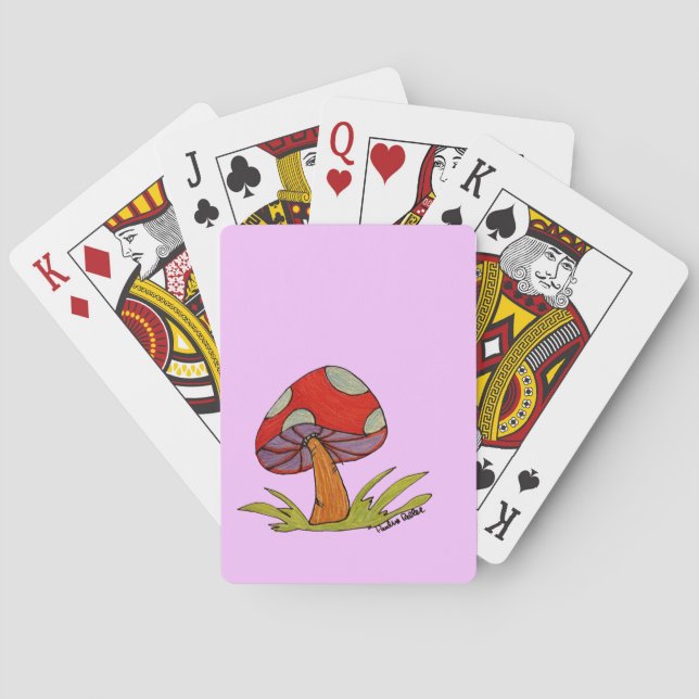 Jeu De Cartes Red Mushroom with light purple background Tote (dos)