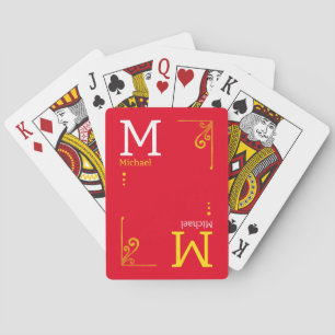Jeu De Cartes RED Stylish Player Initiales et nom Personnalisé
