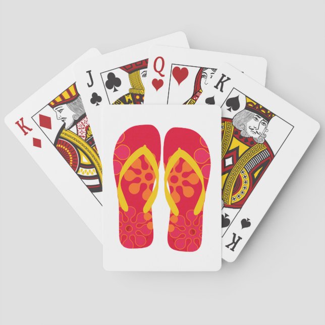 Jeu De Cartes Red Summer Beach Flip Flops Jouer des cartes (dos)