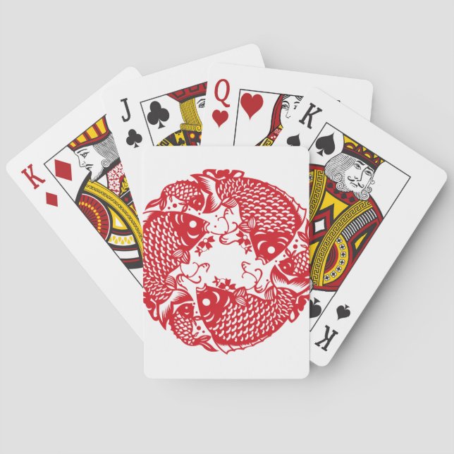 Jeu De Cartes Red Whirling Koi Carp Fish Group (dos)