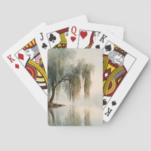 Jeu De Cartes Reflet d'arbre de saule serein Art de la nature (1