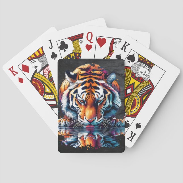 Jeu De Cartes Réflexion du tigre buvant de l'eau (dos)