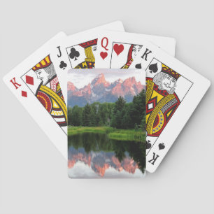 Jeu De Cartes Réflexions grandes de Teton au-dessus de l'étang