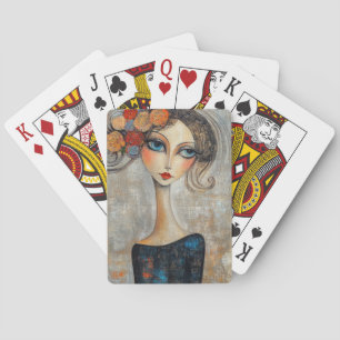 Jeu De Cartes Regard Calme d'une Élégante Dame aux Yeux Bleus