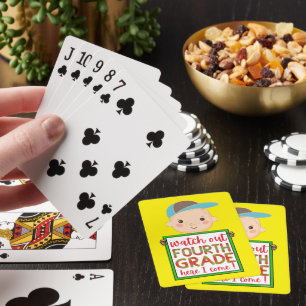 Jeu De Cartes REGARDEZ QUATRIÈME GRADE ICI JE VIENS drôle mignon