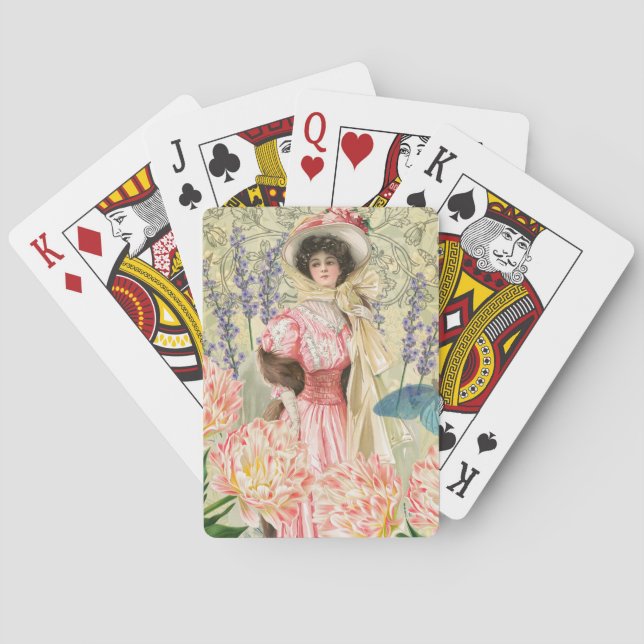 Jeu De Cartes Regency de femme victorienne rose (dos)