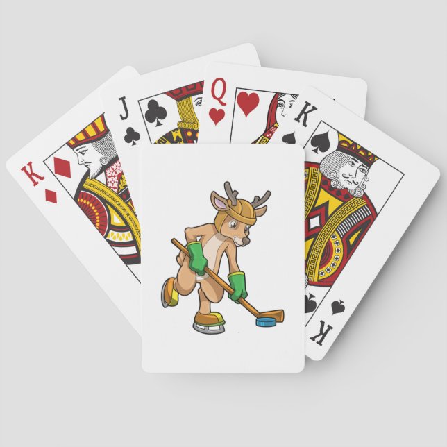 Jeu De Cartes Reindeer at Ice hockey with Hockey stick (dos)