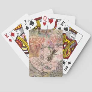 Jeu De Cartes Reine Abeille Vintage Beau Collage