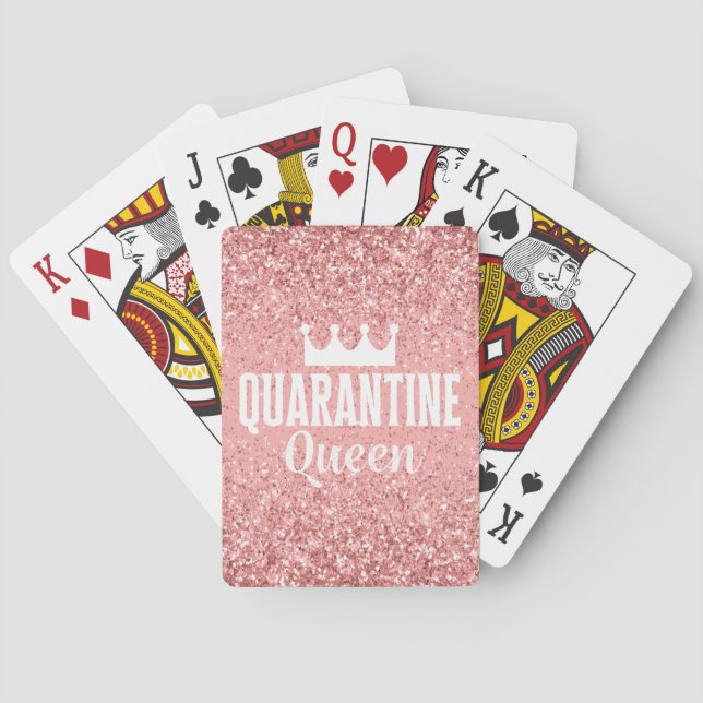 Jeu De Cartes Reine de quarantaine - parties scintillant rose av (dos)
