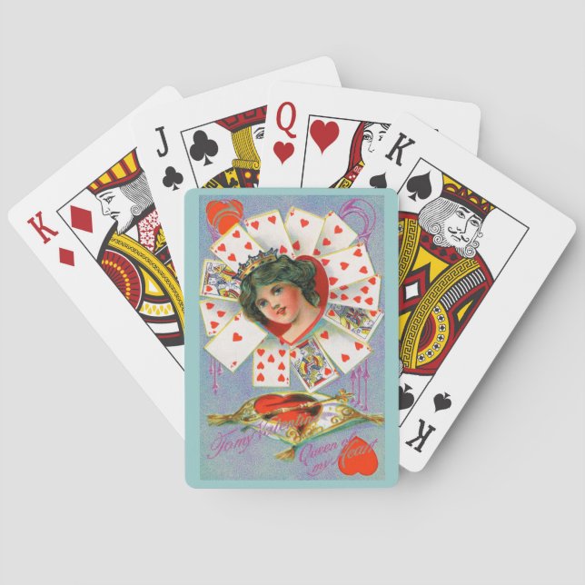 Jeu De Cartes REINE DES COEURS, Saint Valentin (dos)