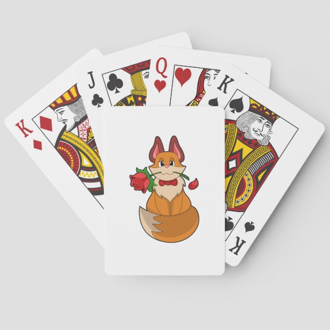 Jeu De Cartes Renard avec fleur Rose (dos)