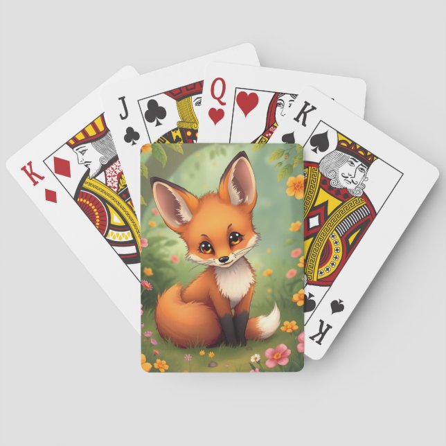 Jeu De Cartes Renard brun mignon dans la forêt (dos)